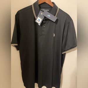 U.S. Polo Assn. Black Polo Shirt with White Trim